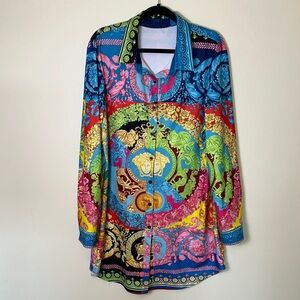 Multicolor Baroque Print Women's Dress Size 3XL
